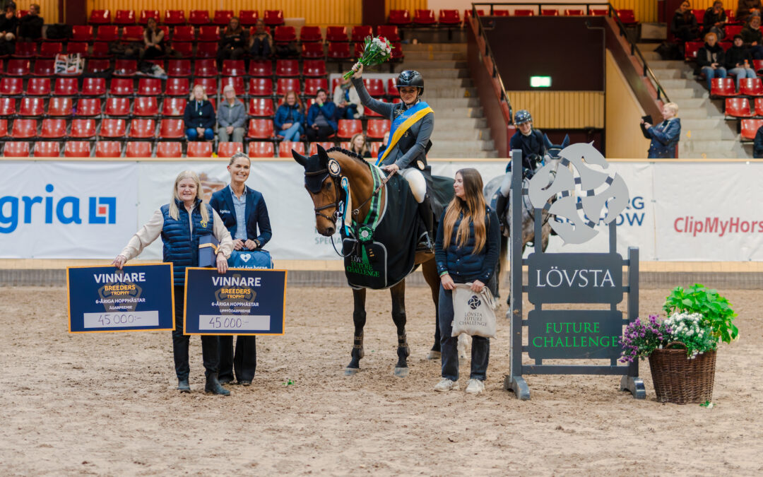 Carex (SWB) med ryttare Nicole Holmén vinner Breeders Trophy för 6-åriga hopphästar by Lövsta Future Challenge